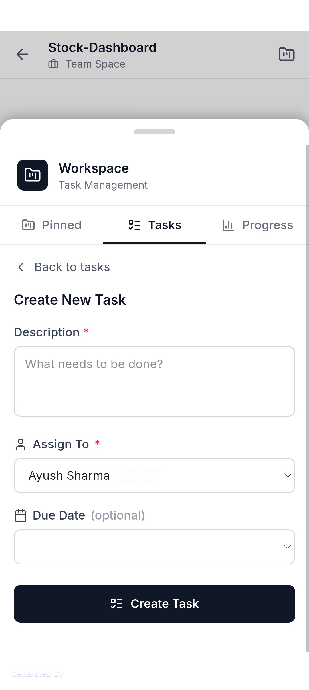 Collaborator management screen in the Ovuge app