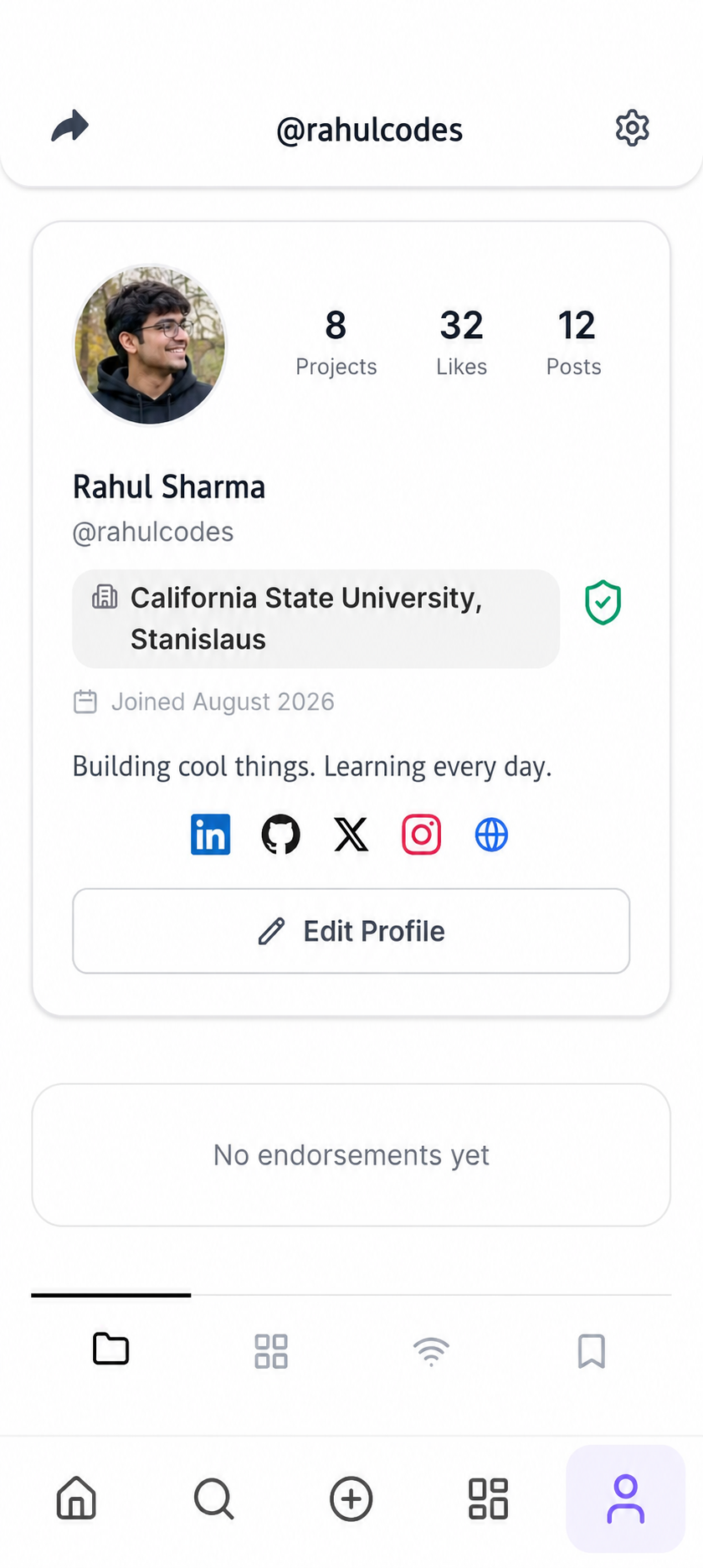 Profile editing screen in the Ovuge app